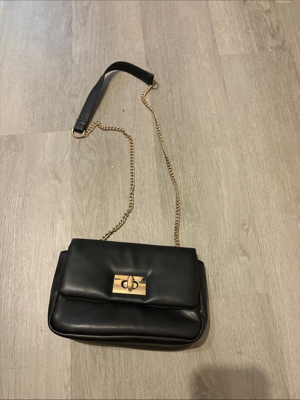 H&M Black Crossbody Bag with Gold Chain Strap